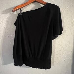 Vintage Lane Bryant Off/Cold Sholder Flutter Sleeve Womens Black Top 14/16